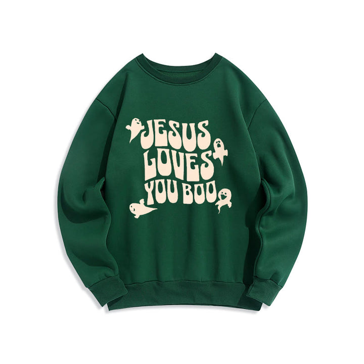 Sweat-shirt en polyester doublé polaire « Christianartworkshop Jesus Loves You Boo » - Vert - 2XL - image 5
