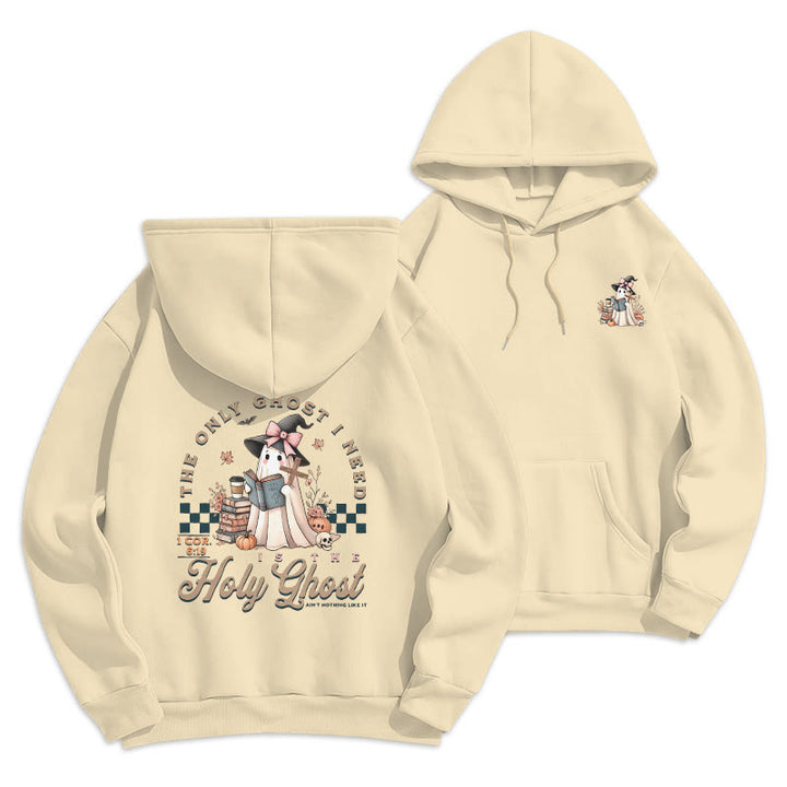 Christianartworkshop Sweat à capuche en polyester doublé polaire style sorcière Holy Ghost - Beige - 2XL - image 3