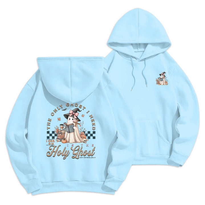 Christianartworkshop Sweat à capuche en polyester doublé polaire style sorcière Holy Ghost - Bleu - 2XL - image 0