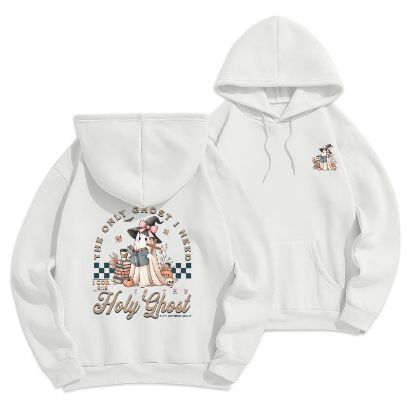 Christianartworkshop Sweat à capuche en polyester doublé polaire style sorcière Holy Ghost - Blanc - 2XL - image 2