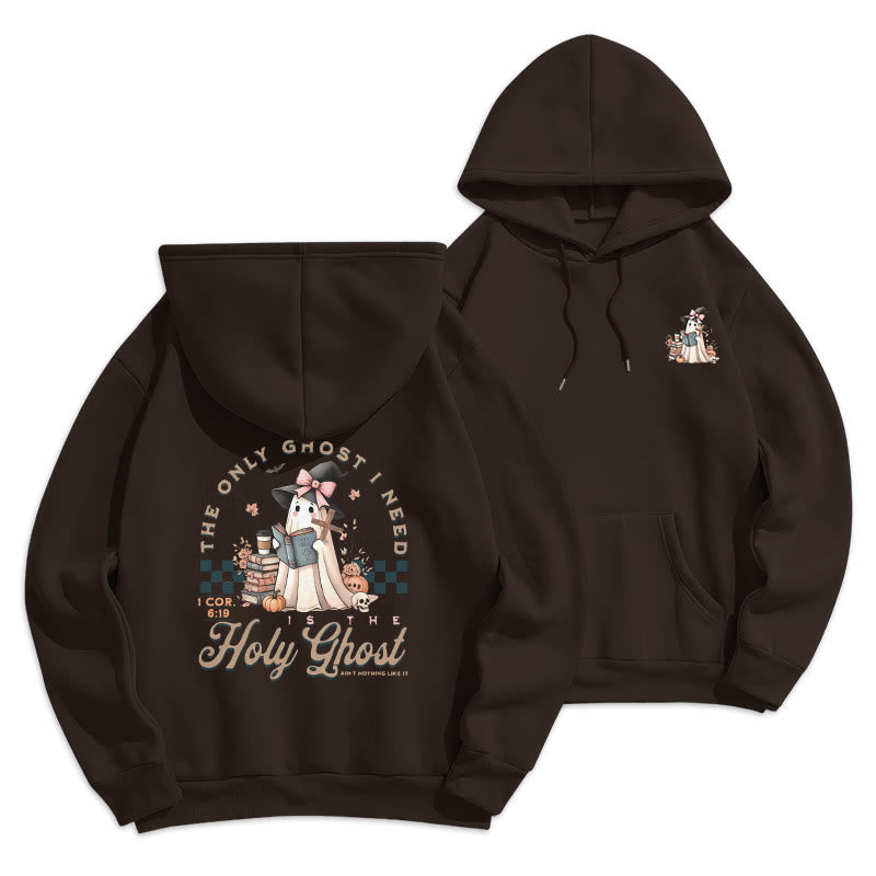 Christianartworkshop Sweat à capuche en polyester doublé polaire style sorcière Holy Ghost - Brun - 2XL - image 5