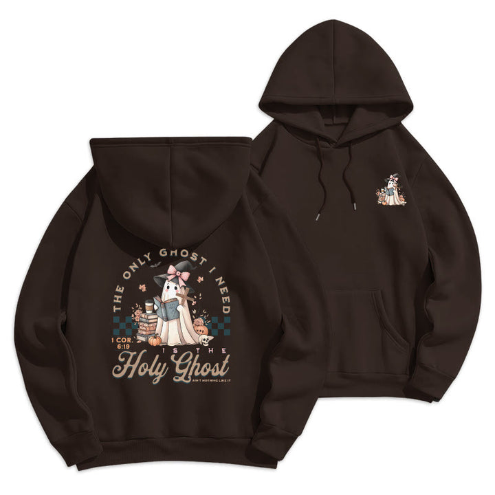 Christianartworkshop Sweat à capuche en polyester doublé polaire style sorcière Holy Ghost - Brun - 2XL - image 5