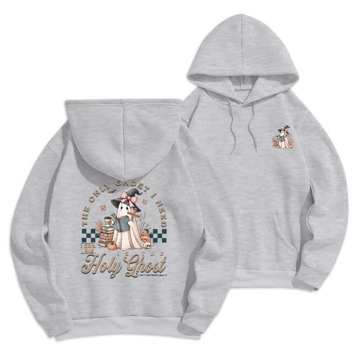 Christianartworkshop Sweat à capuche en polyester doublé polaire style sorcière Holy Ghost - Gris - 2XL - image 4