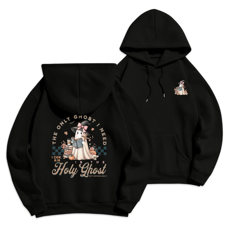 Christianartworkshop Sweat à capuche en polyester doublé polaire style sorcière Holy Ghost - Noir - 2XL - image 8