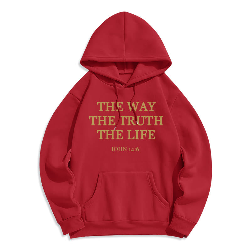 Christianartworkshop Le Chemin, la Vérité, la Vie Sweat à capuche en polyester doublé polaire - Rouge - 2XL - image 5