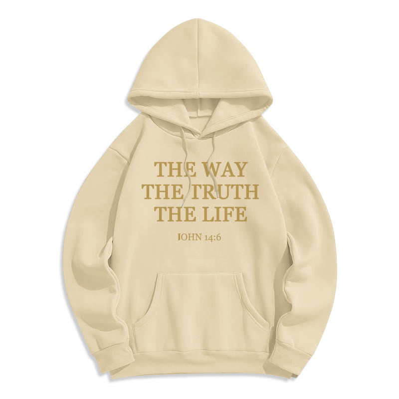 Christianartworkshop Le Chemin, la Vérité, la Vie Sweat à capuche en polyester doublé polaire - Beige - 2XL - image 3
