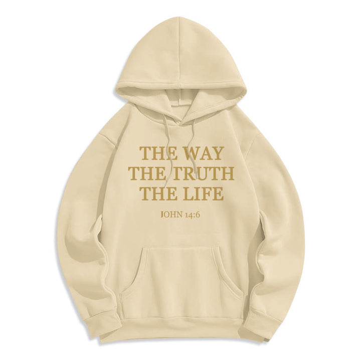 Christianartworkshop Le Chemin, la Vérité, la Vie Sweat à capuche en polyester doublé polaire - Beige - 2XL - image 3