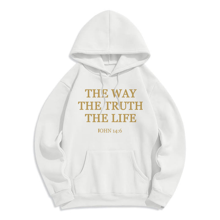 Christianartworkshop Le Chemin, la Vérité, la Vie Sweat à capuche en polyester doublé polaire - Blanc - 2XL - image 1