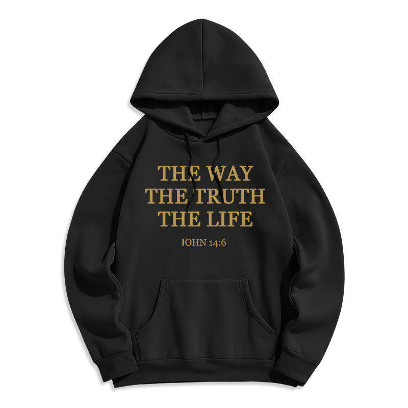 Christianartworkshop Le Chemin, la Vérité, la Vie Sweat à capuche en polyester doublé polaire - Noir - 2XL - image 0
