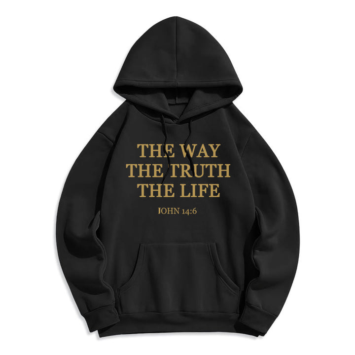 Christianartworkshop Le Chemin, la Vérité, la Vie Sweat à capuche en polyester doublé polaire - Noir - 2XL - image 0