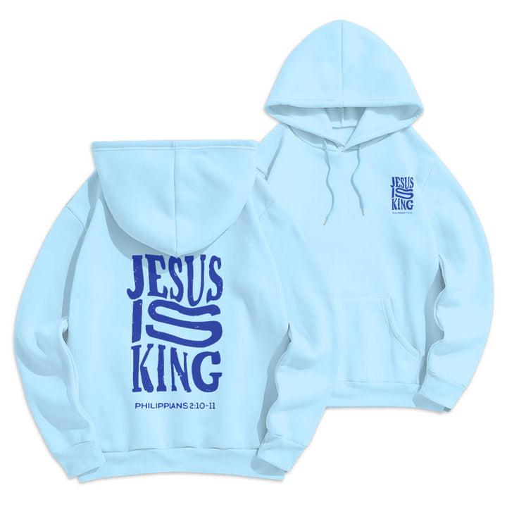 Christianartworkshop Style urbain audacieux Jésus est roi Sweat à capuche en polyester doublé polaire - Bleu - 2XL - image 1