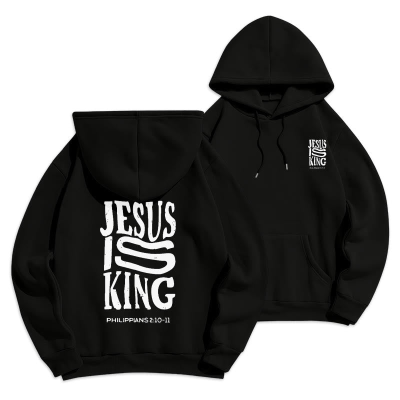 Christianartworkshop Style urbain audacieux Jésus est roi Sweat à capuche en polyester doublé polaire - Noir - 2XL - image 7