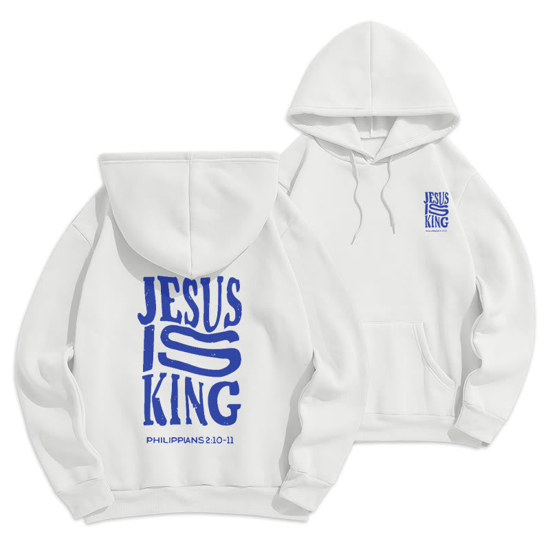 Christianartworkshop Style urbain audacieux Jésus est roi Sweat à capuche en polyester doublé polaire - Blanc - 2XL - image 2