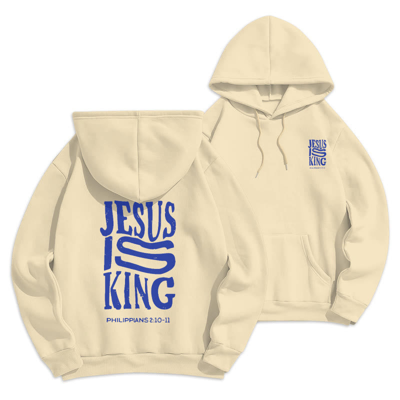 Christianartworkshop Style urbain audacieux Jésus est roi Sweat à capuche en polyester doublé polaire - Beige - 2XL - image 0