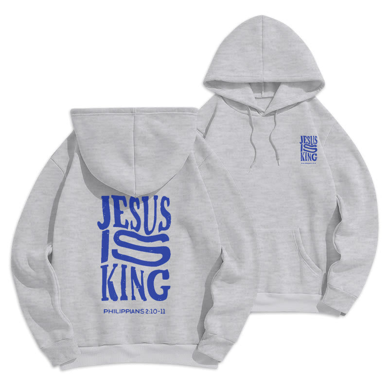 Christianartworkshop Style urbain audacieux Jésus est roi Sweat à capuche en polyester doublé polaire - Gris - 2XL - image 3