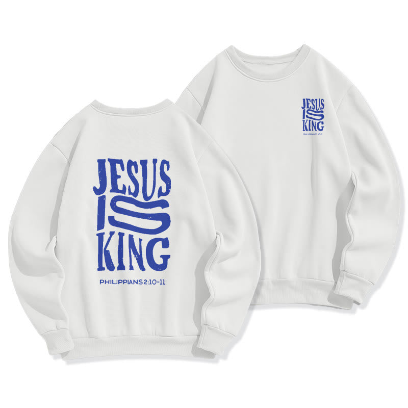 Sweat-shirt en polyester doublé polaire « Christianartworkshop Bold Street Style Jesus Is King » - Blanc - 2XL - image 2