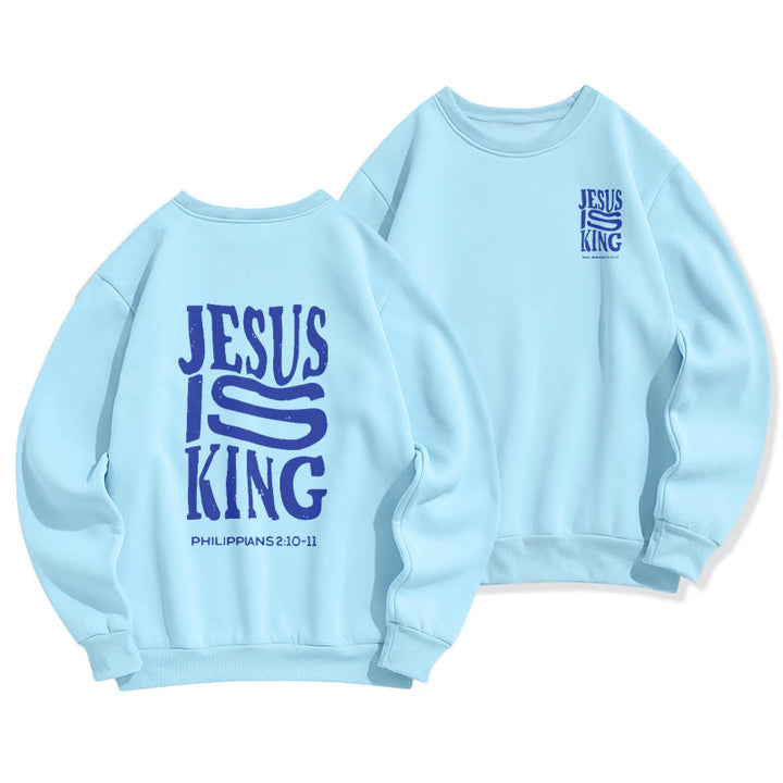 Sweat-shirt en polyester doublé polaire « Christianartworkshop Bold Street Style Jesus Is King » - Bleu - 2XL - image 1