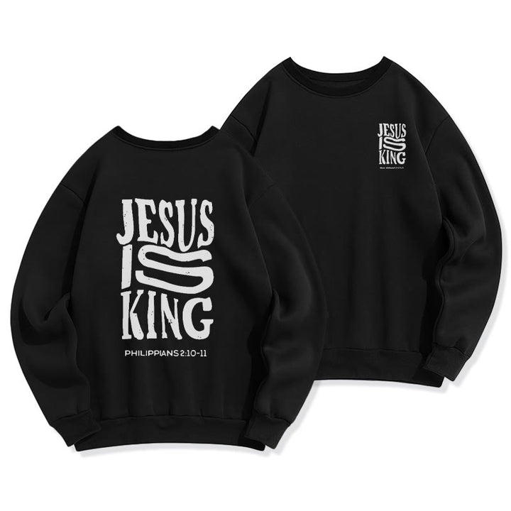 Sweat-shirt en polyester doublé polaire « Christianartworkshop Bold Street Style Jesus Is King » - Noir - 2XL - image 4