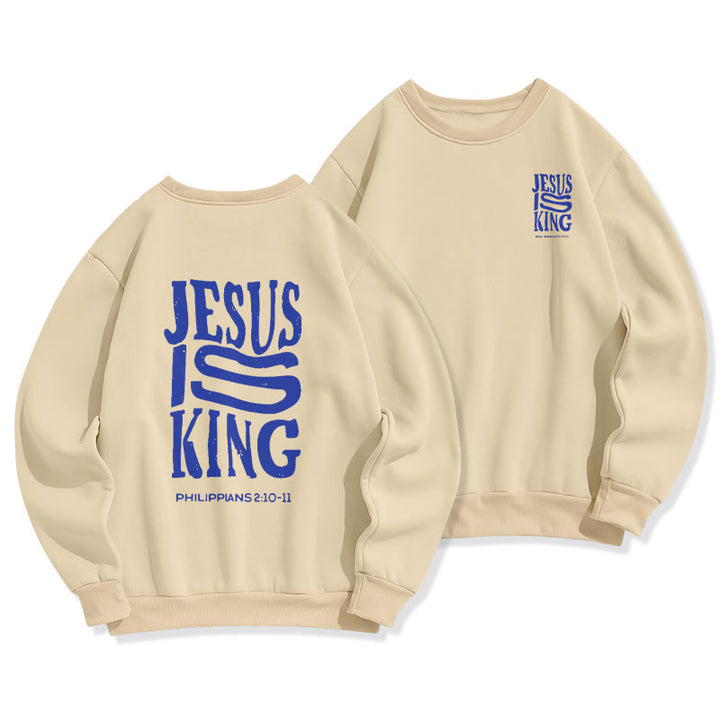 Sweat-shirt en polyester doublé polaire « Christianartworkshop Bold Street Style Jesus Is King » - Beige - 2XL - image 0