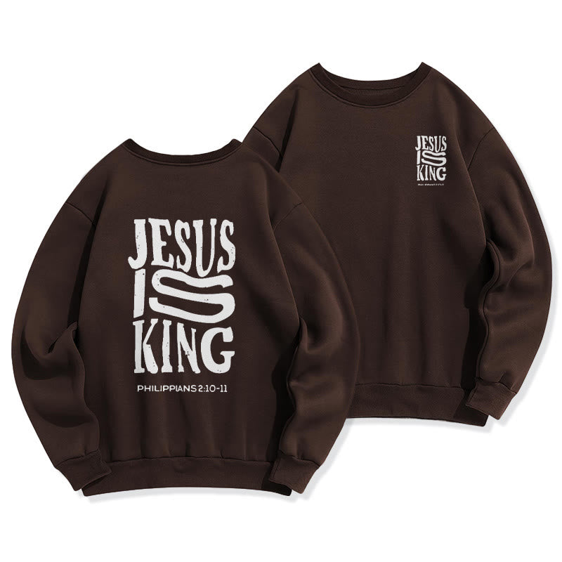 Sweat-shirt en polyester doublé polaire « Christianartworkshop Bold Street Style Jesus Is King » - Brun - 2XL - image 5