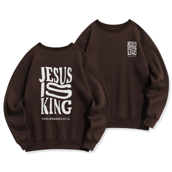 Sweat-shirt en polyester doublé polaire « Christianartworkshop Bold Street Style Jesus Is King » - Brun - 2XL - image 5
