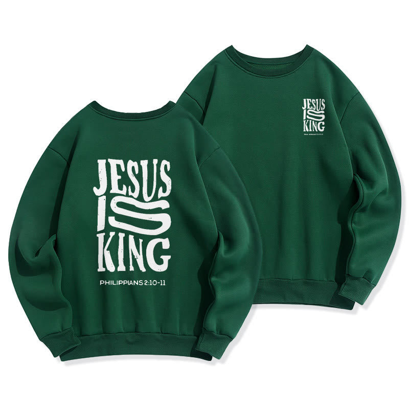 Sweat-shirt en polyester doublé polaire « Christianartworkshop Bold Street Style Jesus Is King » - Vert - 2XL - image 3