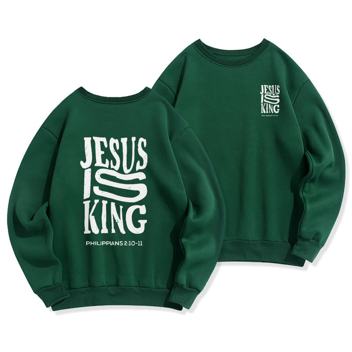Sweat-shirt en polyester doublé polaire « Christianartworkshop Bold Street Style Jesus Is King » - Vert - 2XL - image 3