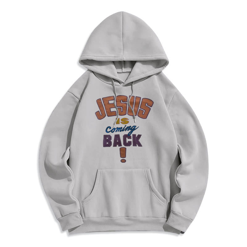Sweat à capuche en polyester doublé polaire « Jésus revient » de Christianartworkshop, style streetwear moderne - Gris - 2XL - image 1