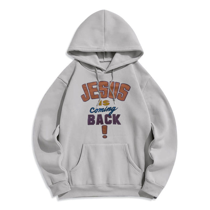 Sweat à capuche en polyester doublé polaire « Jésus revient » de Christianartworkshop, style streetwear moderne - Gris - 2XL - image 1