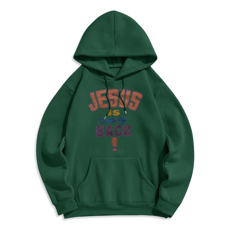 Sweat à capuche en polyester doublé polaire « Jésus revient » de Christianartworkshop, style streetwear moderne - Vert - 2XL - image 5