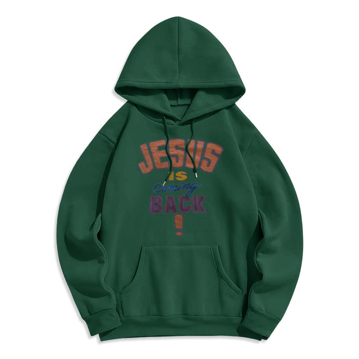 Sweat à capuche en polyester doublé polaire « Jésus revient » de Christianartworkshop, style streetwear moderne - Vert - 2XL - image 5