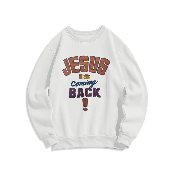 Sweat-shirt en polyester doublé polaire « Jésus revient » style streetwear moderne de Christianartworkshop - Blanc - 2XL - image 0