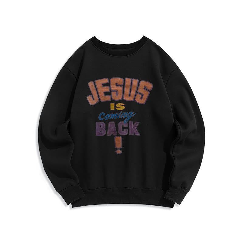 Sweat-shirt en polyester doublé polaire « Jésus revient » style streetwear moderne de Christianartworkshop - Noir - 2XL - image 6