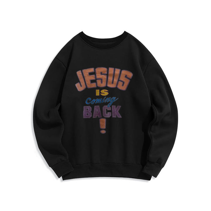 Sweat-shirt en polyester doublé polaire « Jésus revient » style streetwear moderne de Christianartworkshop - Noir - 2XL - image 6
