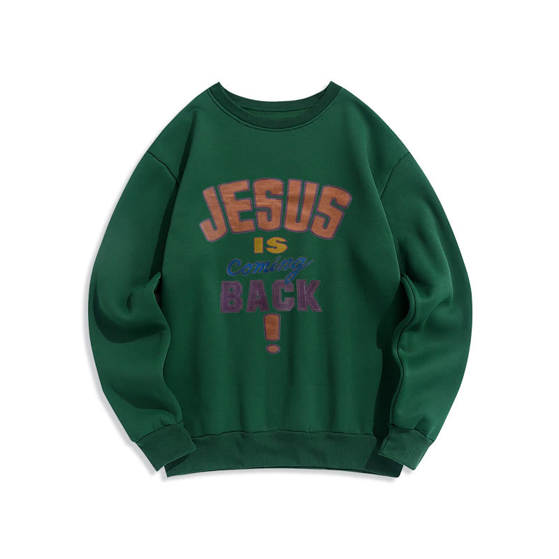 Sweat-shirt en polyester doublé polaire « Jésus revient » style streetwear moderne de Christianartworkshop - Vert - 2XL - image 5