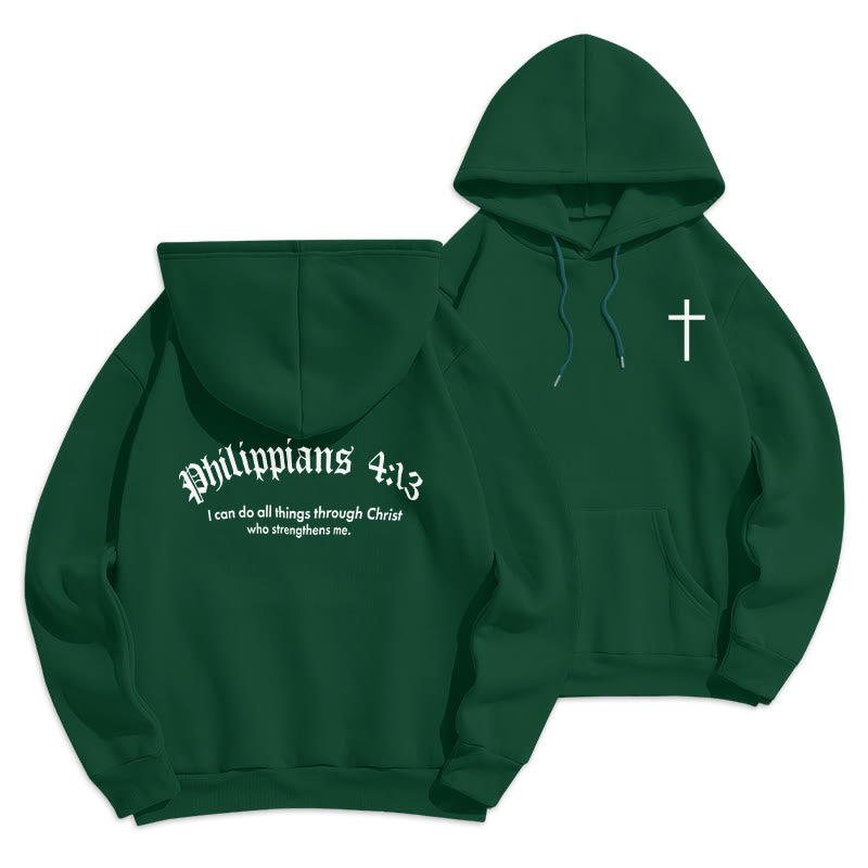 Sweat à capuche en polyester doublé polaire Christianartworkshop avec citation « Foi audacieuse » (Philippiens 413) - Vert - 2XL - image 9