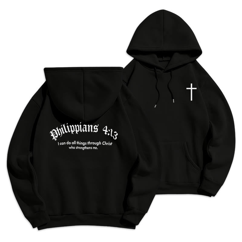 Sweat à capuche en polyester doublé polaire Christianartworkshop avec citation « Foi audacieuse » (Philippiens 413) - Noir - 2XL - image 6