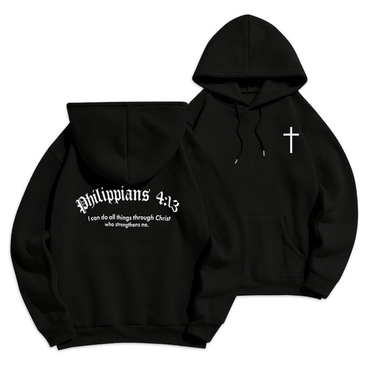 Sweat à capuche en polyester doublé polaire Christianartworkshop avec citation « Foi audacieuse » (Philippiens 413) - Noir - 2XL - image 6