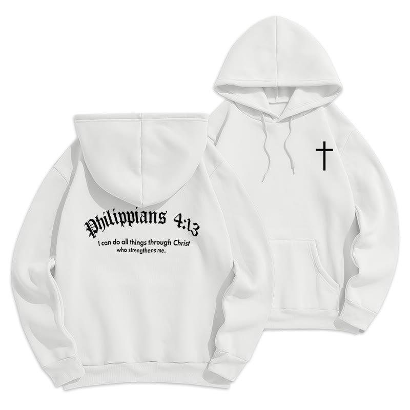 Sweat à capuche en polyester doublé polaire Christianartworkshop avec citation « Foi audacieuse » (Philippiens 413) - Blanc - 2XL - image 0