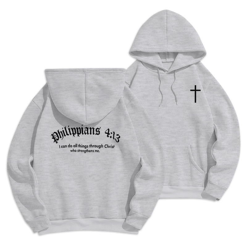 Sweat à capuche en polyester doublé polaire Christianartworkshop avec citation « Foi audacieuse » (Philippiens 413) - Gris - 2XL - image 4