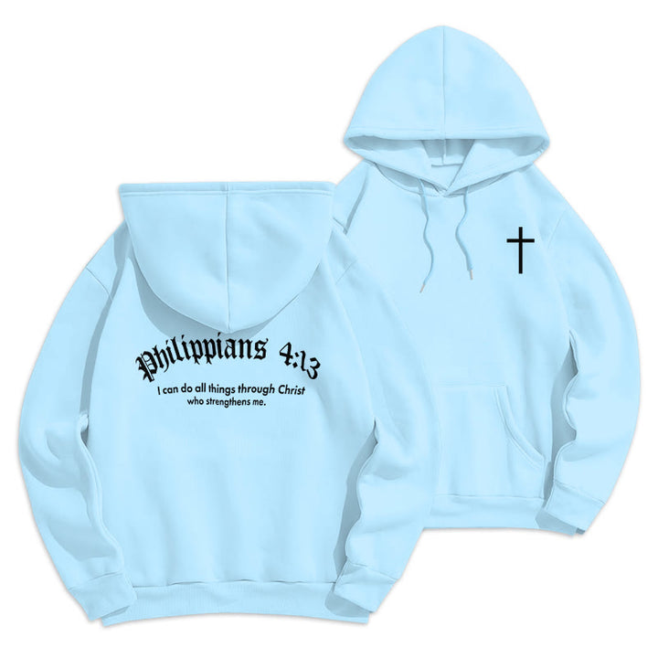 Sweat à capuche en polyester doublé polaire Christianartworkshop avec citation « Foi audacieuse » (Philippiens 413) - Bleu - 2XL - image 12