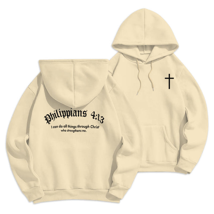 Sweat à capuche en polyester doublé polaire Christianartworkshop avec citation « Foi audacieuse » (Philippiens 413) - Beige - 2XL - image 13