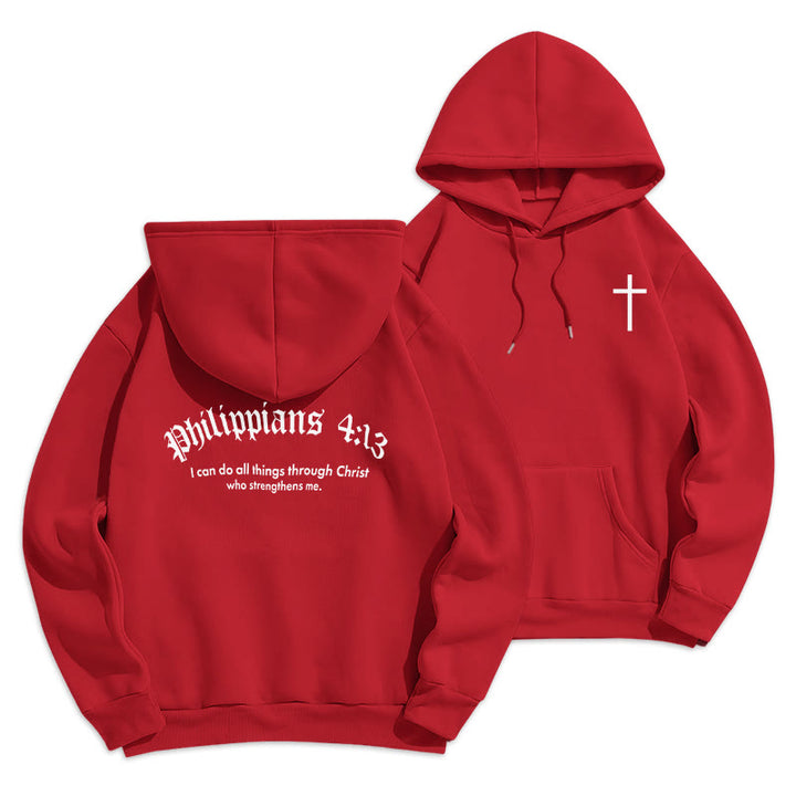 Sweat à capuche en polyester doublé polaire Christianartworkshop avec citation « Foi audacieuse » (Philippiens 413) - Rouge - 2XL - image 11