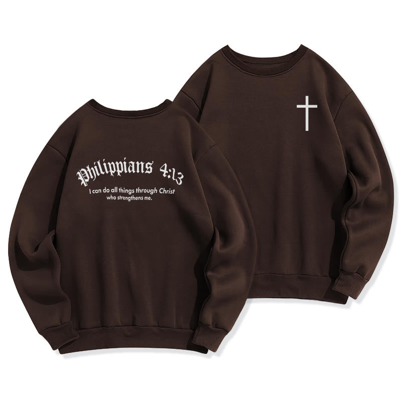 Sweat-shirt en polyester doublé polaire avec citation de Christianartworkshop : « Foi audacieuse dans Philippiens 413 ». - Brun - 2XL - image 4