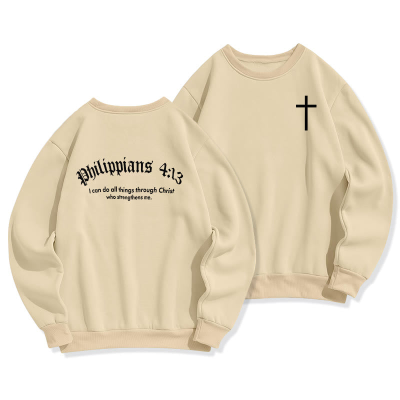 Sweat-shirt en polyester doublé polaire avec citation de Christianartworkshop : « Foi audacieuse dans Philippiens 413 ». - Beige - 2XL - image 3