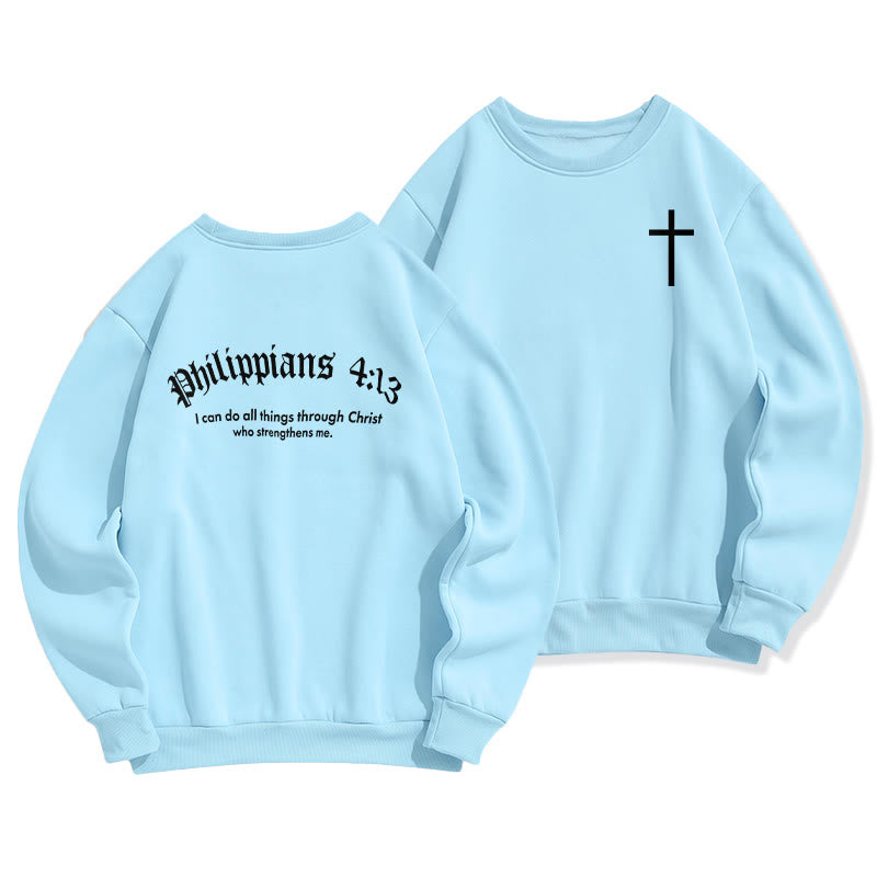 Sweat-shirt en polyester doublé polaire avec citation de Christianartworkshop : « Foi audacieuse dans Philippiens 413 ». - Bleu - 2XL - image 1