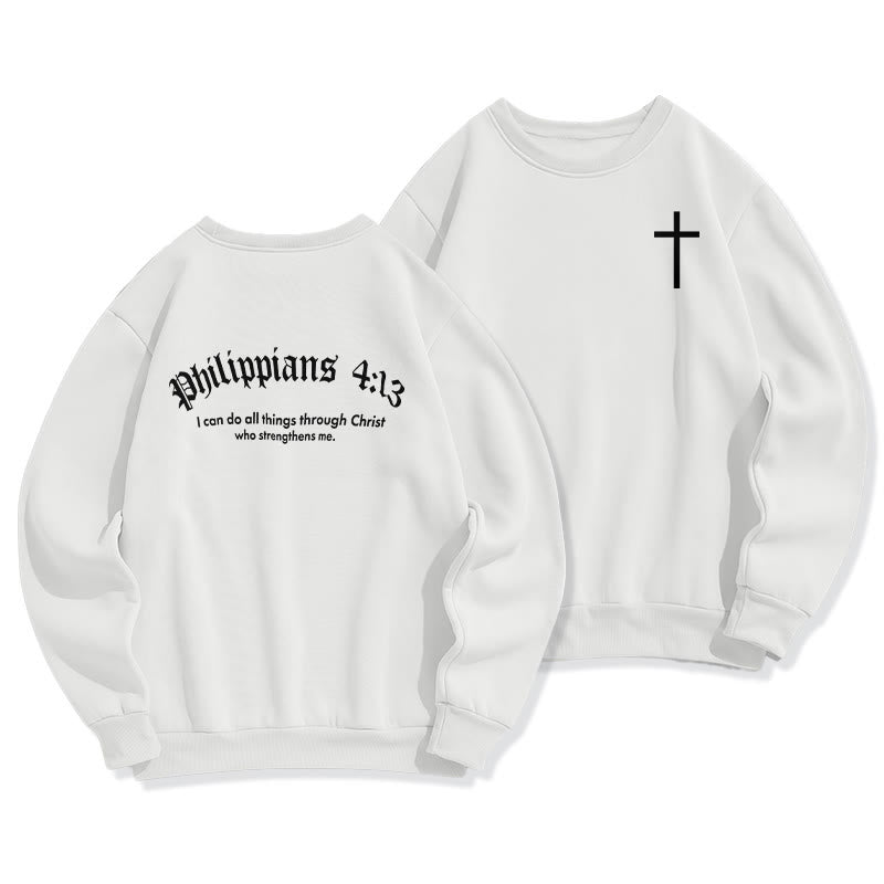 Sweat-shirt en polyester doublé polaire avec citation de Christianartworkshop : « Foi audacieuse dans Philippiens 413 ». - Blanc - 2XL - image 0
