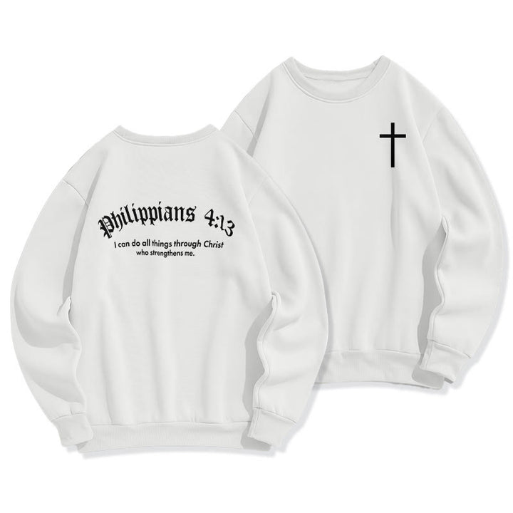 Sweat-shirt en polyester doublé polaire avec citation de Christianartworkshop : « Foi audacieuse dans Philippiens 413 ». - Blanc - 2XL - image 0