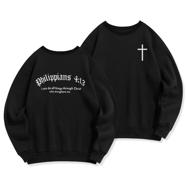 Sweat-shirt en polyester doublé polaire avec citation de Christianartworkshop : « Foi audacieuse dans Philippiens 413 ». - Noir - 2XL - image 2