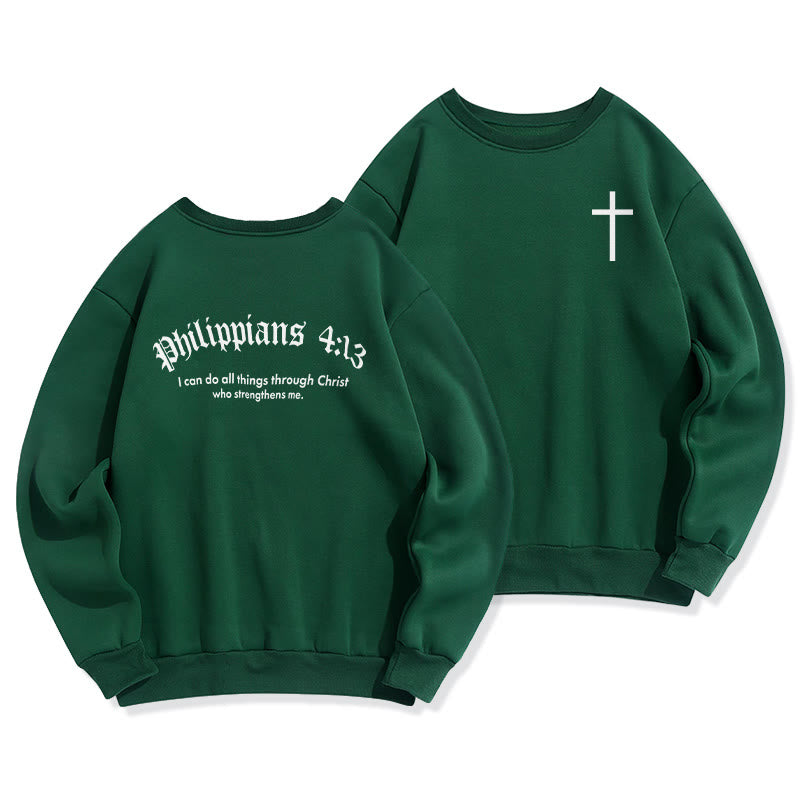 Sweat-shirt en polyester doublé polaire avec citation de Christianartworkshop : « Foi audacieuse dans Philippiens 413 ». - Vert - 2XL - image 5